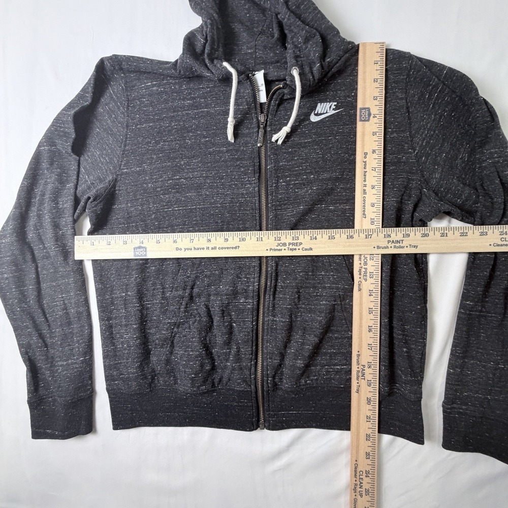 Nike Hoodie Women Sz S Gray Heather Full Zip Knit Sweatshirt Script Logo - Picture 4 of 7